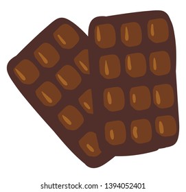 A lengthy bar of chocolate without a cover vector color drawing or illustration