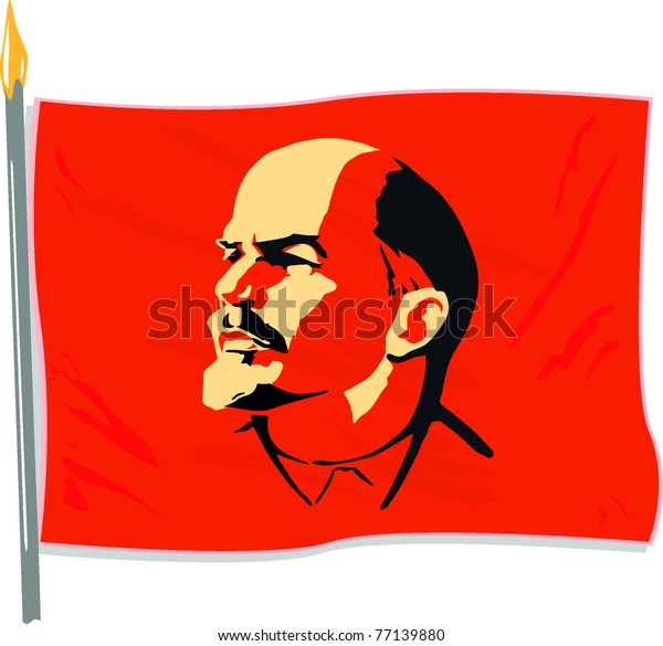 Lenin Portrait Vladimir Lenin Flag Soviet Stock Vector (Royalty Free ...