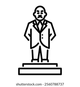 Lenin statue icon in linear style 