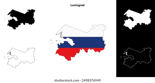 Leningrad blank outline map set