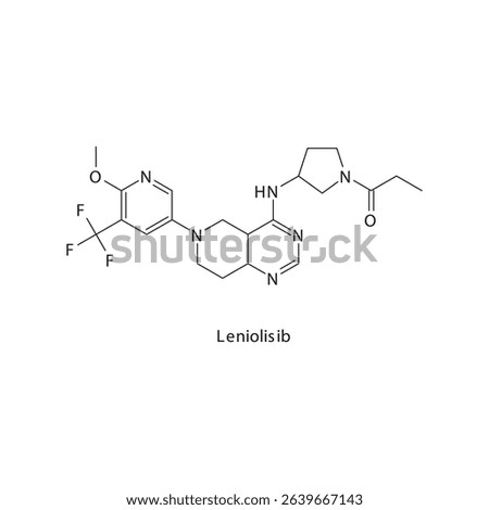 Leniolisib chemical structure skeletal formula. PI3Kδ inhibitor drug used to treat Activated PI3K-delta syndrome (APDS). Simple schematic illustration.