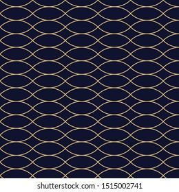 Lens abstract geometric pattern vector file. A seamless vector background. Blue-black and gold texture.
