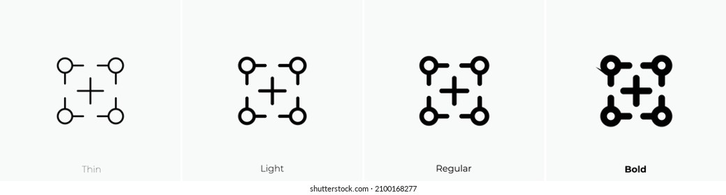 lens alignment icon. Thin, Light Regular And Bold style design isolated on white background