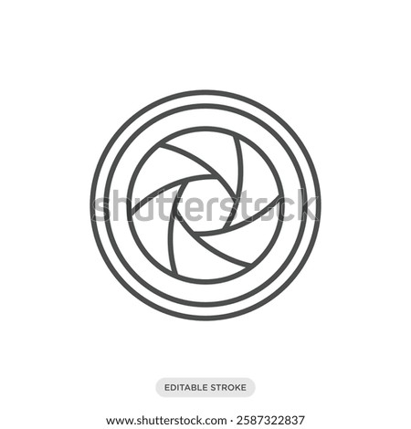 Lens aperture icon. Camera and photography symbol sign vector illustration in line style.