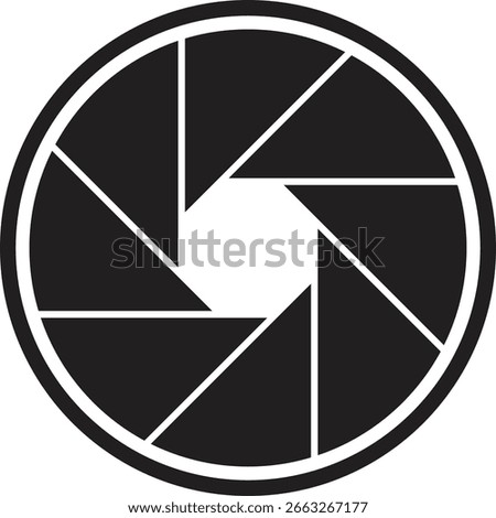 Lens aperture icon. Camera shutter lens icon vector isolated on transparent background. Photo camera lens diaphragm and aperture focus, animated film video objective opening and zoom snap for app.