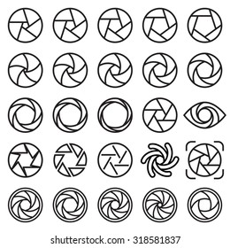 Lens aperture icons. Vector illustration