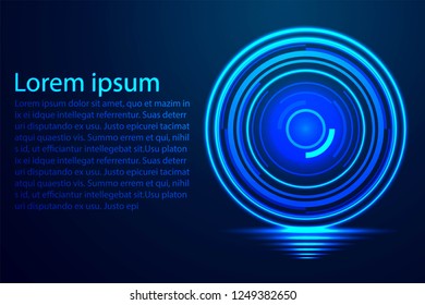 Lens Camera Background. Abstract low poly, Triangle, dot, line, polygon. Shine blue background, Vector illustration