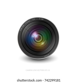 lens camera isolated vectors.