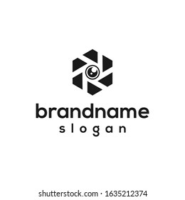 lens camera logo design vector