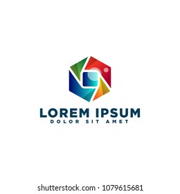 lens camera logo template