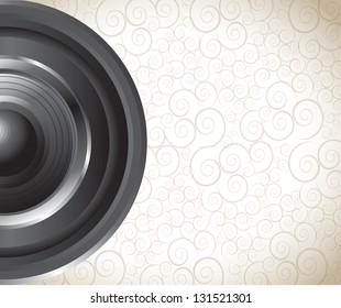 Lens of camera over vintage background vector illustration