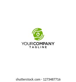 lens capture leaf nature photography logo vector 