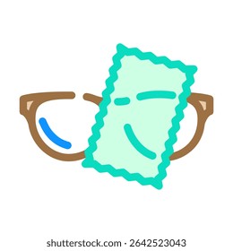 lens cleaning cloth optometry vision color icon vector. lens cleaning cloth optometry vision sign. isolated symbol illustration