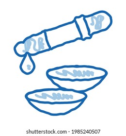 lens dropper liquid sketch icon vector. Hand drawn blue doodle line art lens dropper liquid sign. isolated symbol illustration