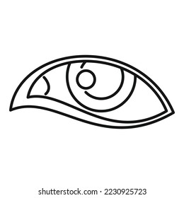 Vector de contorno del icono de la lente. Mirar la visión. Óptico humano