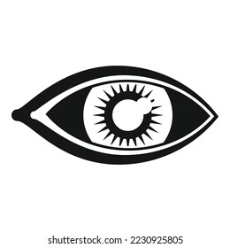 Icono de la lente simple vector. Mirar la visión. Óptico humano