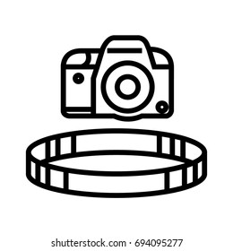 Lens filter black & white outline icon