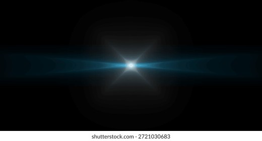 Lente flare, luz flare azul abstrata no fundo preto. fluindo brilhante