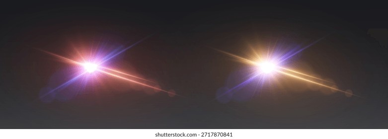 Efecto de destello de lente con rayos brillantes brillantes.	