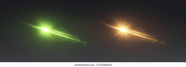 Efecto de destello de lente con rayos brillantes brillantes.