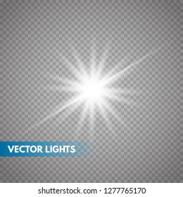 Lens flare effect isolated. Glowing light star. Vector illustration