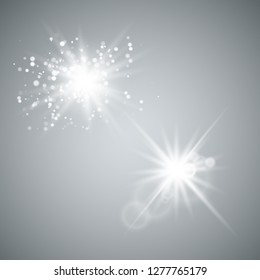 Lens flare effect isolated. Glowing light star. Vector illustration