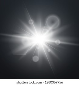 Lens flare effect isolated. Glowing light star. Vector illustration - Vector
