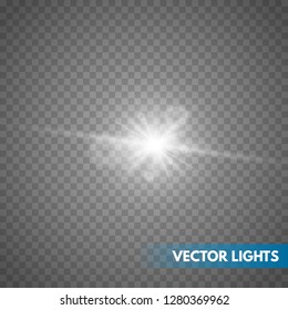 Lens flare effect isolated. Glowing light star. Vector illustration - Vector