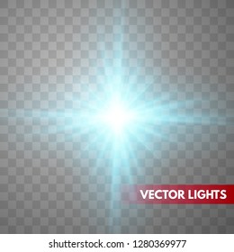 Lens flare effect isolated. Glowing light star. Vector illustration - Vector