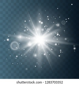 Lens flare effect isolated. Glowing light star. Vector illustration - Vector