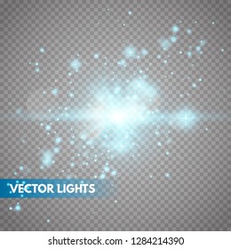 Lens flare effect isolated. Glowing light star. Vector illustration - Vector