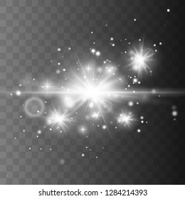 Lens flare effect isolated. Glowing light star. Vector illustration - Vector