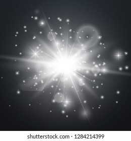 Lens flare effect isolated. Glowing light star. Vector illustration - Vector