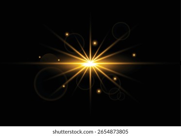 Lens Flare Effect Isolated On Black Background.