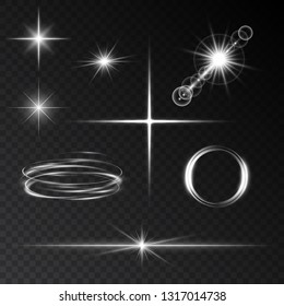 Lens flare effects. Transparent light vector illustration