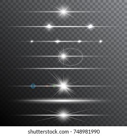 Lens flare effects. Transparent light effects. Vector illustration