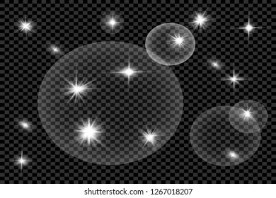 Lens flare, explosion, glitter, line, sun flash, spark and stars. Abstract special effect element design.