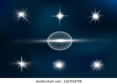 Lens flare, explosion, glitter, line, sun flash, spark and stars. Abstract special effect element design.