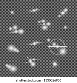 Lens flare, explosion, glitter, line, sun flash, spark and stars. Abstract special effect element design