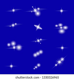 Lens flare, explosion, glitter, line, sun flash, spark and stars. Abstract special effect element design