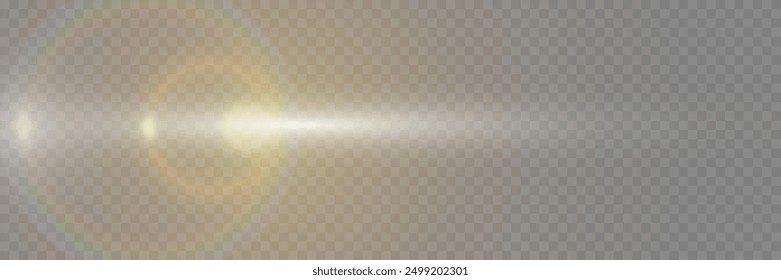Lens flare and flare. Glowing light effect. On a transparent background.