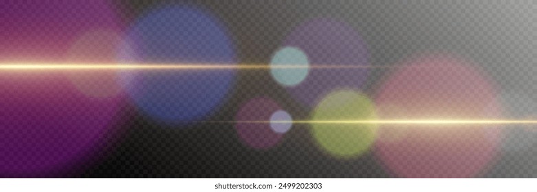 Lens flare and flare. Glowing light effect. On a transparent background.