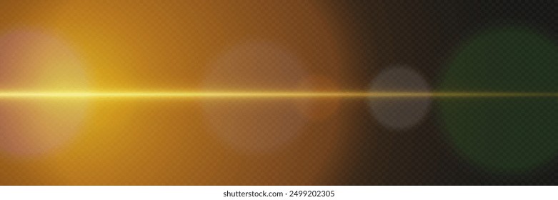 Lens flare and flare. Glowing light effect. On a transparent background.