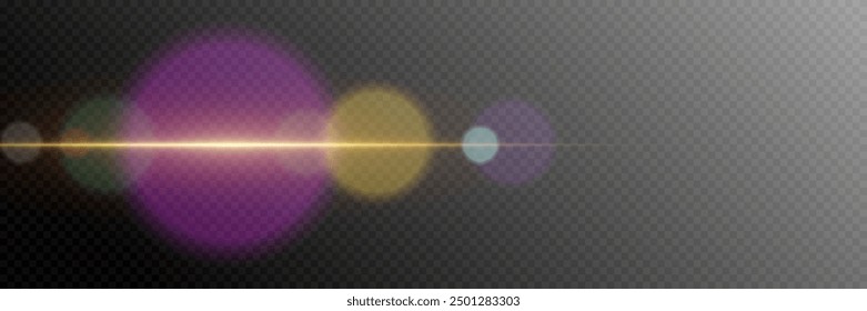 Lens flare and flare. Glowing light effect. On a transparent background.	
