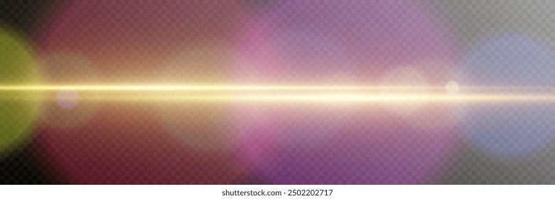 Lens flare and flare. Glowing light effect. On a transparent background.