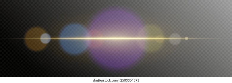 Lens flare and flare. Glowing light effect. On a transparent background.