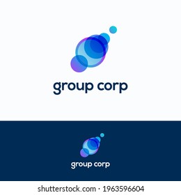 Lens flare group logo. Bright creative digital logotype template. 