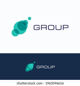 Lens flare group logo. Minimalistic creative digital logotype template. 