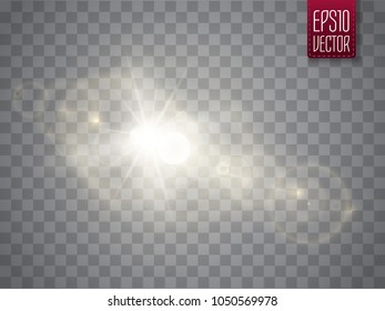 Lens flare isolated. Glowing light effect. Vector illustration