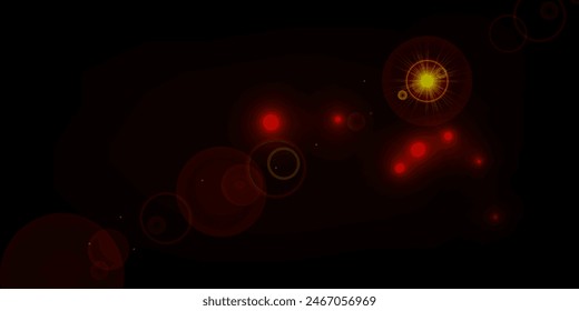 Lens flare isolated on the dark background